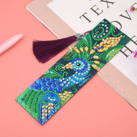 Image of Elegant Peacock - Diamond Painting Bookmark