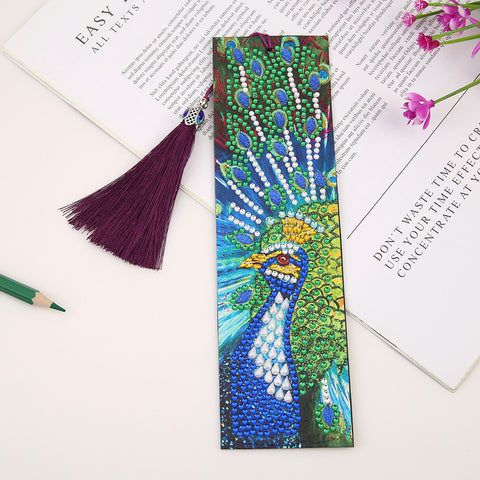 Image of Closeup Peacock - Diamond Painting Bookmark