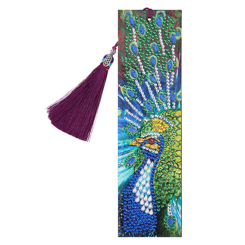Image of Closeup Peacock - Diamond Painting Bookmark