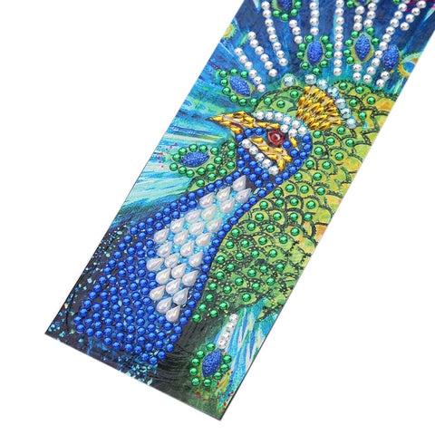 Image of Closeup Peacock - Diamond Painting Bookmark