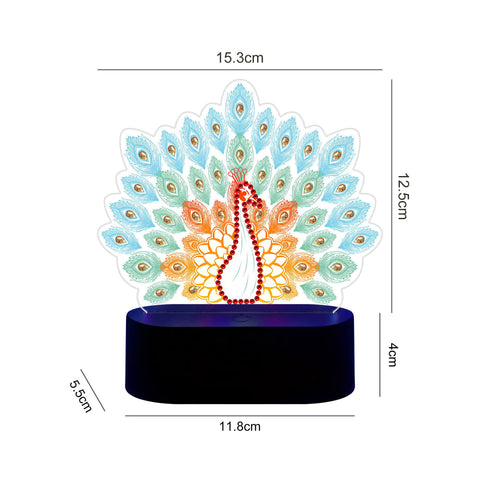 Image of Peacock - DIY Diamond Painting Glow in the Dark Lamp
