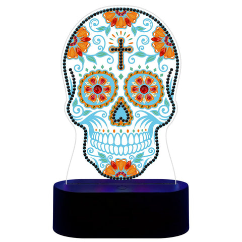 Image of Mandala Skull - DIY Diamond Painting Glow in the Dark Lamp