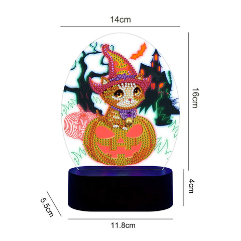 Image of Halloween Kitty - DIY Diamond Painting Glow in the Dark Lamp