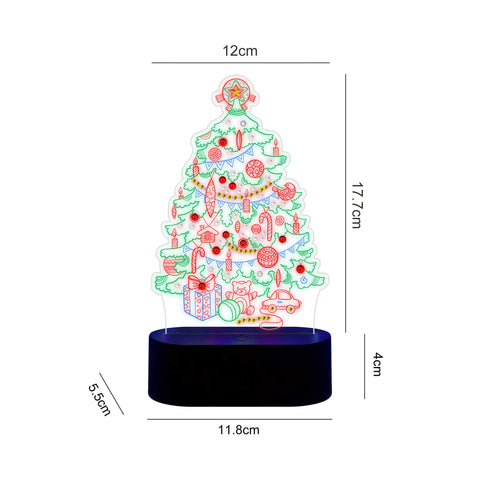 Image of Christmas Tree - DIY Diamond Painting Glow in the Dark Lamp