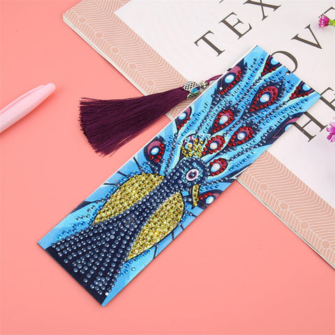 Image of Peacock in Blue - Diamond Painting Bookmark