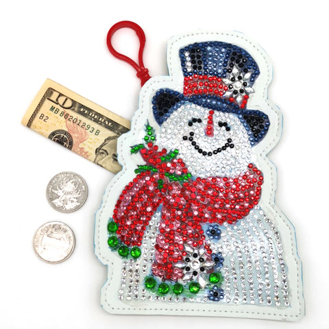 Image of Smiling Snowman - DIY Diamond Painting Luggage Tag
