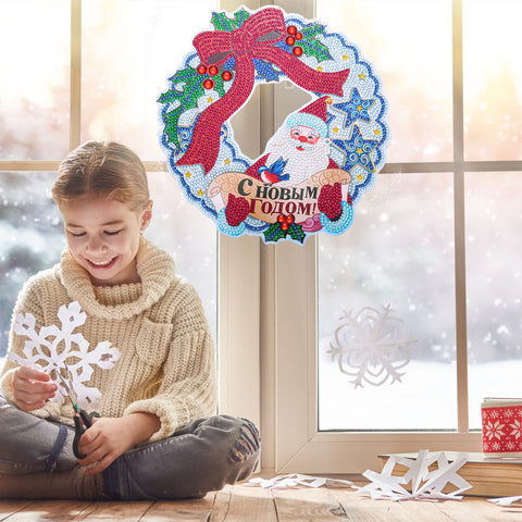 Image of Santa Wreath - 5D DIY Diamond Painting Wall Decoration