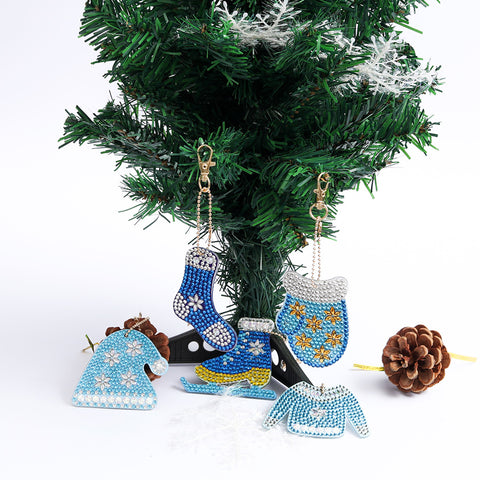 Image of White Christmas (5pcs) - DIY Diamond Painting Keychain