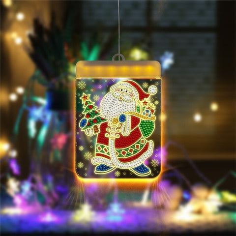 Image of DIY Diamond Painting LED Hanging Light Lamp Christmas Tree Ornaments