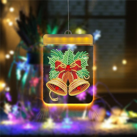 Image of DIY Diamond Painting LED Hanging Light Lamp Christmas Tree Ornaments