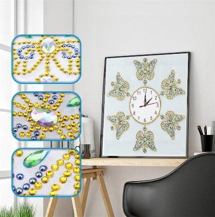 Image of Rhinestone Butterfly Wall Clock - DIY Diamond Painting