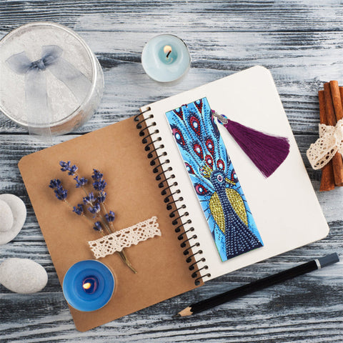 Image of Peacock in Blue - Diamond Painting Bookmark