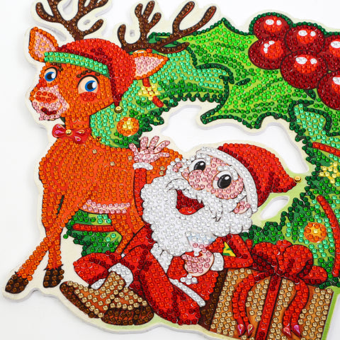 Image of Santa and Deer - Diamond Painting Ornament