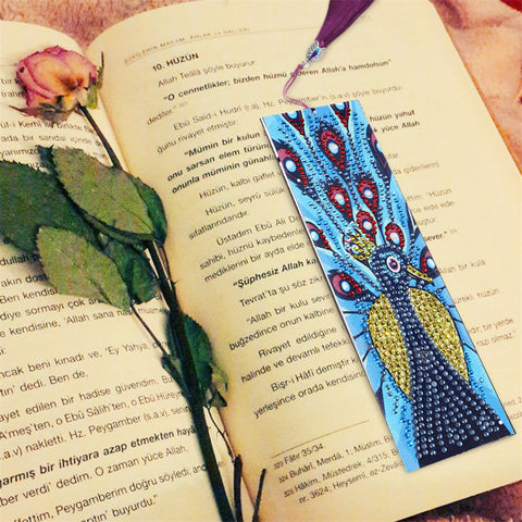 Image of Peacock in Blue - Diamond Painting Bookmark