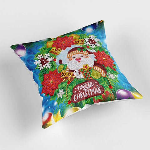 Image of Santa Wreath - DIY Diamond Painting Pillow Case
