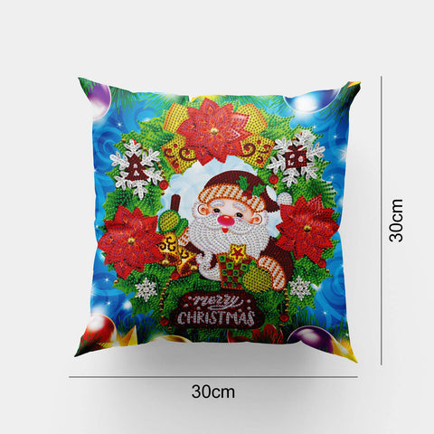 Image of Santa Wreath - DIY Diamond Painting Pillow Case