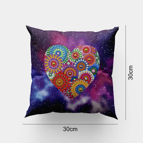 Image of Mandala Heart - DIY Diamond Painting Pillow Case