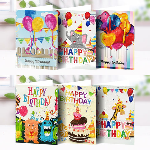 Image of Birthday Set #3 (6pcs) - DIY Diamond Painting Greeting Cards