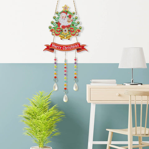 Image of Santa in Christmas Tree - DIY Diamond Painting Hanging Ornament