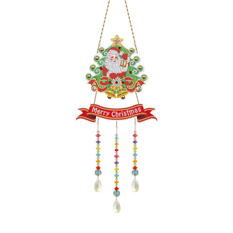 Image of Santa in Christmas Tree - DIY Diamond Painting Hanging Ornament