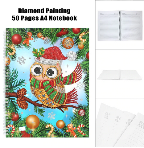 Image of Christmas Owl - DIY A5 Notebook Diamond Painting