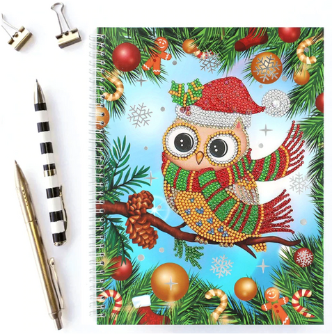 Image of Christmas Owl - DIY A5 Notebook Diamond Painting