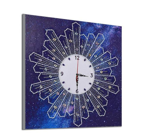 Image of Rhinestone Sparkling Blue Wall Clock - DIY Diamond Painting