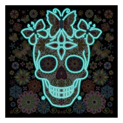 Image of Doodle Skeleton Floral - DIY Diamond Painting Glow in the Dark