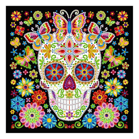Image of Doodle Skeleton Floral - DIY Diamond Painting Glow in the Dark