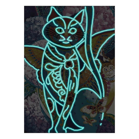 Image of Doodle Cat - DIY Diamond Painting Glow in the Dark