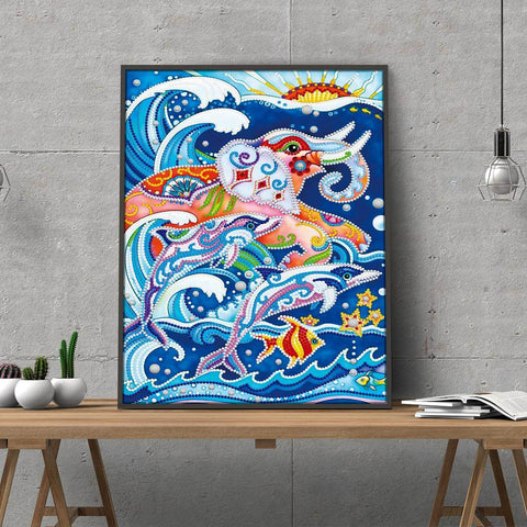 Image of Elephant And Dolphin - DIY Diamond Painting Glow in the Dark