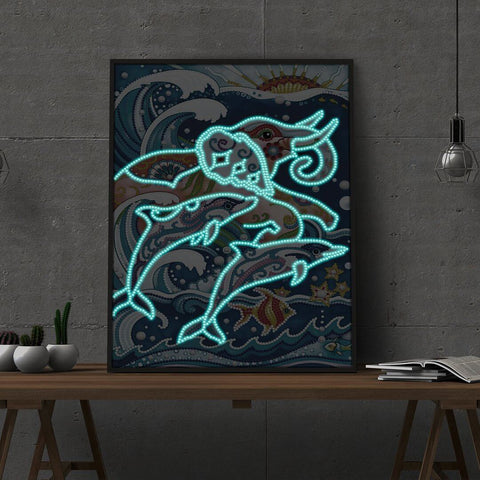 Image of Elephant And Dolphin - DIY Diamond Painting Glow in the Dark