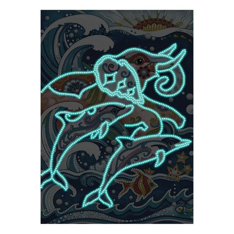 Image of Elephant And Dolphin - DIY Diamond Painting Glow in the Dark
