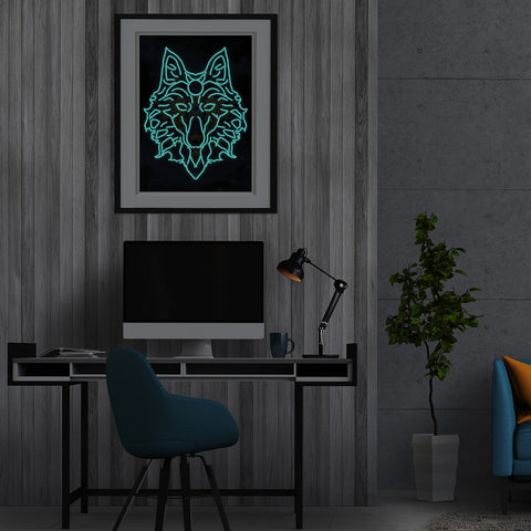 Image of Doodle Wolf - DIY Diamond Painting Glow in the Dark