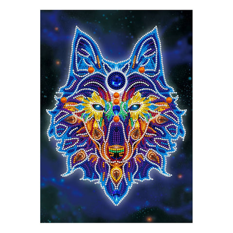 Image of Doodle Wolf - DIY Diamond Painting Glow in the Dark