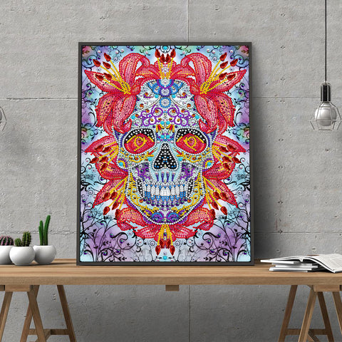 Image of Doodle Skull - DIY Diamond Painting Glow in the Dark