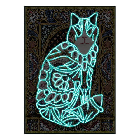 Image of Fierce Cat - DIY Diamond Painting Glow in the Dark