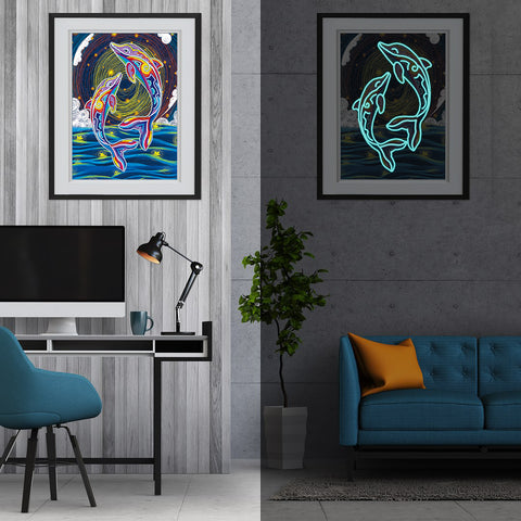 Image of Dolphins - DIY Diamond Painting Glow in the Dark