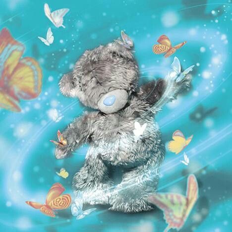 Image of Teddy Bear with Butterflies - DIY Diamond Painting