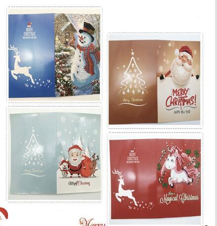 Image of Diamond Painting DIY Christmas Greeting Cards. Set #1 -including 4 cards inside