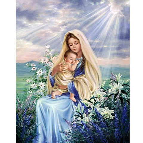 Image of Virgin Mary with a Kid - DIY Diamond Painting