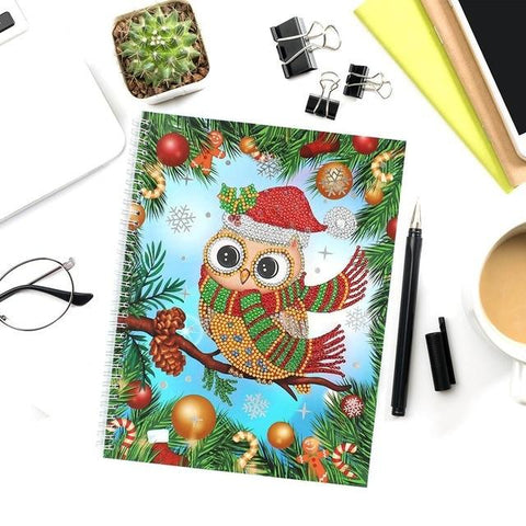 Image of Christmas Owl - DIY A5 Notebook Diamond Painting