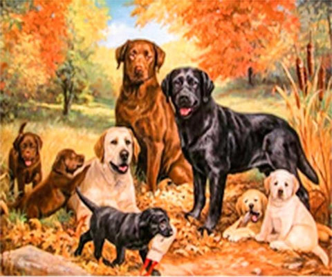 Image of Dog Family - DIY Diamond Painting