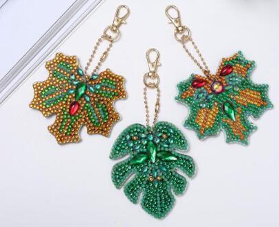 Image of Leaves (5pcs) - DIY Diamond Painting Keychain