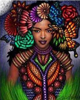 Image of Beautiful portrait of an African girl and her butterfly friend