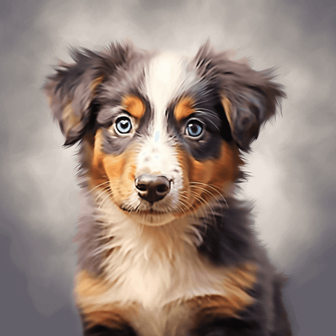 Image of Diamond Painting of Aussie Shepherd Puppy