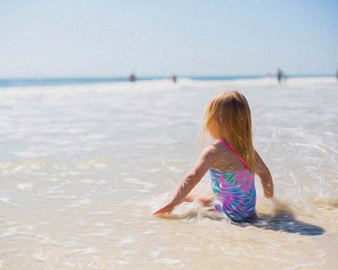 Image of Cute Baby Girl Enjoying the Beach Diamond Painting