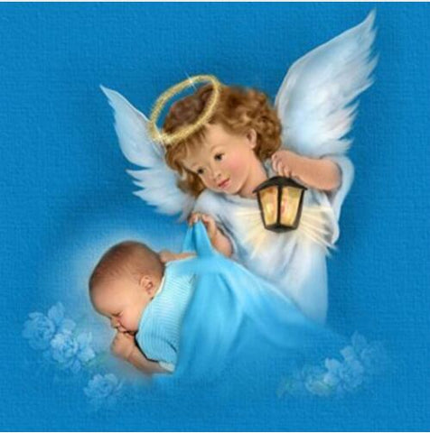 Image of Peaceful Baby Sleeping with Guardian Angel Diamond Painting