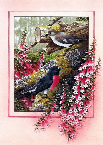 Image of Diamond painting kit with birds on a hibiscus flower