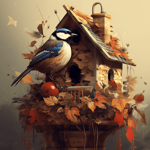 Diamond painting kit of a bluebird in a birdhouse